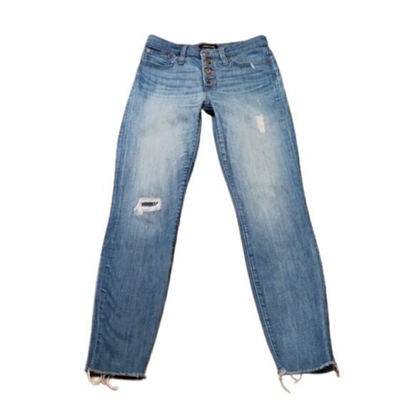 J. Crew 9" High-Rise Toothpick Button Fly Raw Hem Jeans - Picture 1 of 5